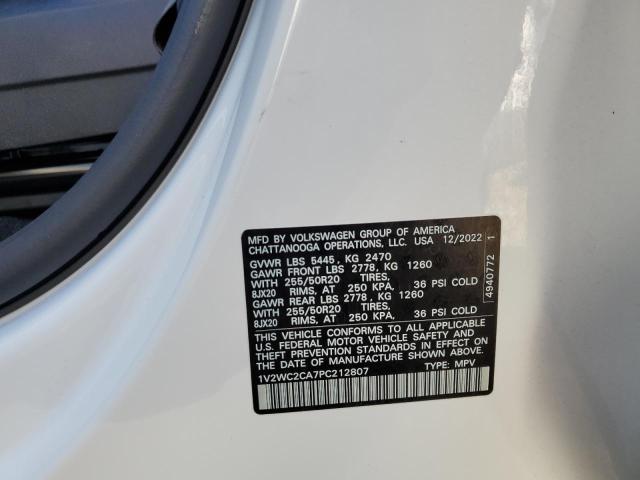 1V2WC2CA7PC212807 - 2023 VOLKSWAGEN ATLAS CROS SE WHITE photo 13