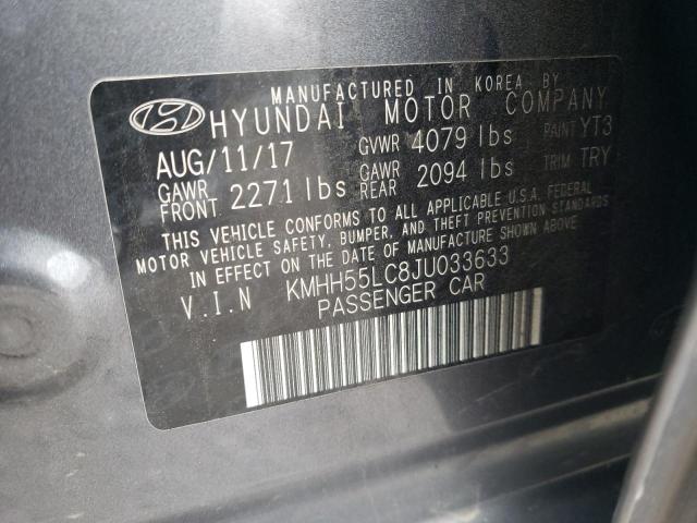 KMHH55LC8JU033633 - 2018 HYUNDAI ELANTRA GT SPORT GRAY photo 12