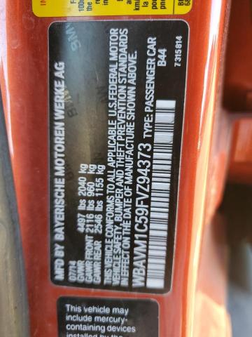 WBAVM1C59FVZ94373 - 2015 BMW X1 SDRIVE28I ORANGE photo 13