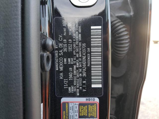 3KPA24AD0NE439706 - 2022 KIA RIO LX BLACK photo 13