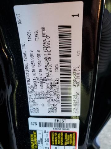 5TFRM5F19HX119693 - 2017 TOYOTA TUNDRA DOUBLE CAB SR/SR5 BLACK photo 13