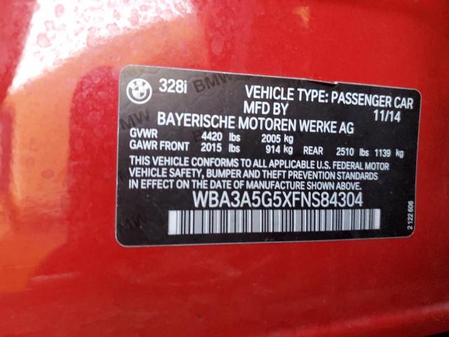 WBA3A5G5XFNS84304 - 2015 BMW 328 I RED photo 12