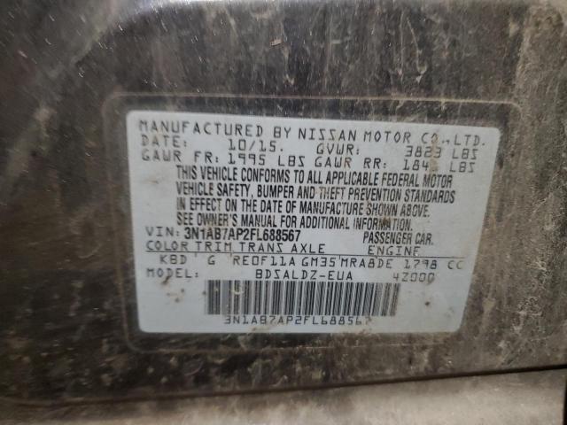 3N1AB7AP2FL688567 - 2015 NISSAN SENTRA S SILVER photo 12