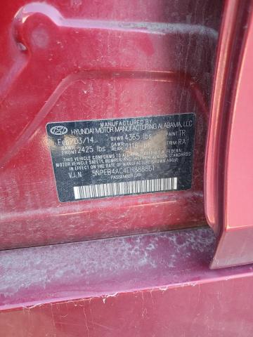 5NPEB4AC4EH888861 - 2014 HYUNDAI SONATA GLS RED photo 12