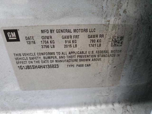 1G1JB5SH4H4136823 - 2017 CHEVROLET SONIC LS 银色 照片 12