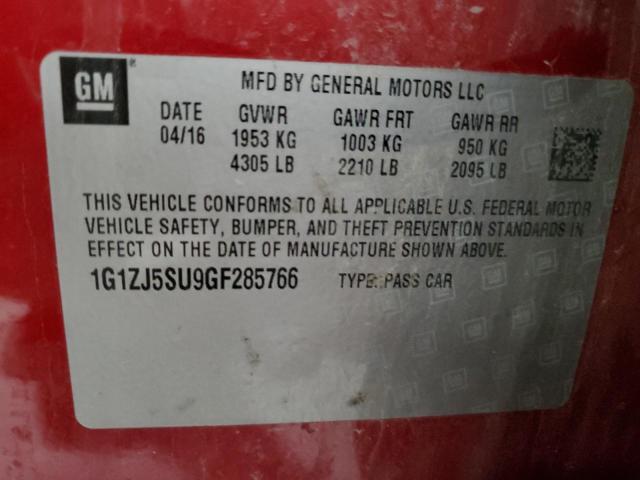 1G1ZJ5SU9GF285766 - 2016 CHEVROLET MALIBU HYBRID RED photo 12