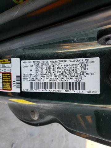 5TEUU4EN4AZ721215 - 2010 TOYOTA TACOMA ACCESS CAB მწვანე ფოტო 12