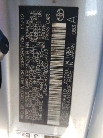 JTKJF5C74D3059977 - 2013 TOYOTA SCION TC 银色 照片 13