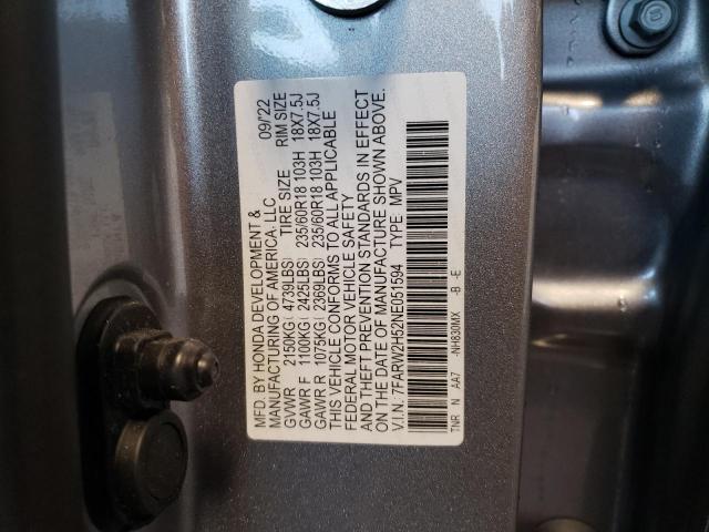 7FARW2H52NE051594 - 2022 HONDA CR-V EX SILVER photo 13