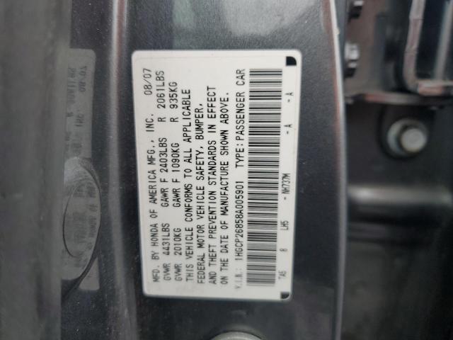 1HGCP26858A005901 - 2008 HONDA ACCORD EXL GRAY photo 12