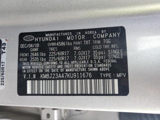 KM8J23A47KU911676 - 2019 HYUNDAI TUCSON SE SILVER photo 13