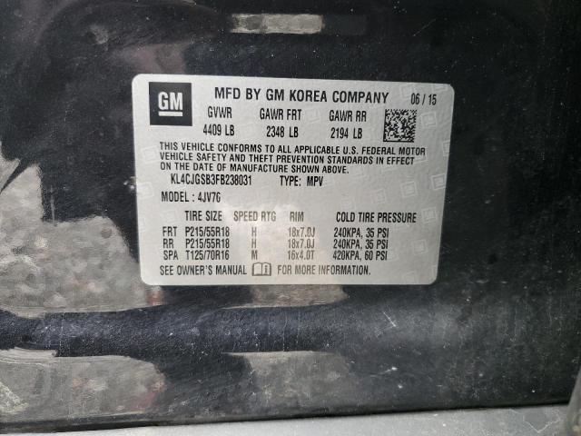 KL4CJGSB3FB238031 - 2015 BUICK ENCORE GRAY photo 13