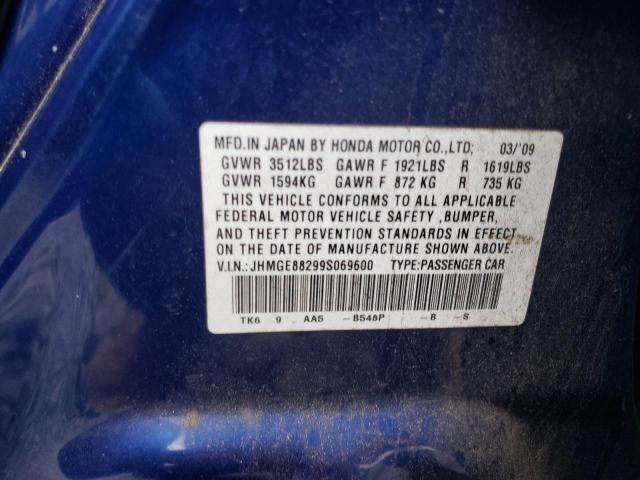 JHMGE88299S069600 - 2009 HONDA FIT BLUE photo 12