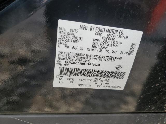 1FM5K8AR8GGA19338 - 2016 FORD EXPLORER POLICE INTERCEPTOR أسود صورة 13