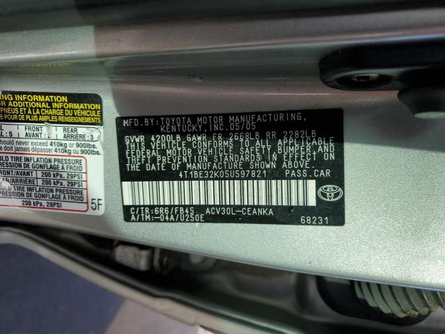 4T1BE32K05U597821 - 2005 TOYOTA CAMRY LE SILVER photo 12