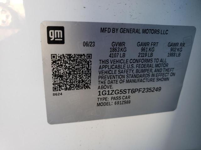 1G1ZG5ST6PF235249 - 2023 CHEVROLET MALIBU RS WHITE photo 12