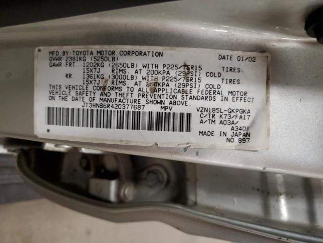 JT3HN86R420377687 - 2002 TOYOTA 4RUNNER SR5 SILVER photo 14