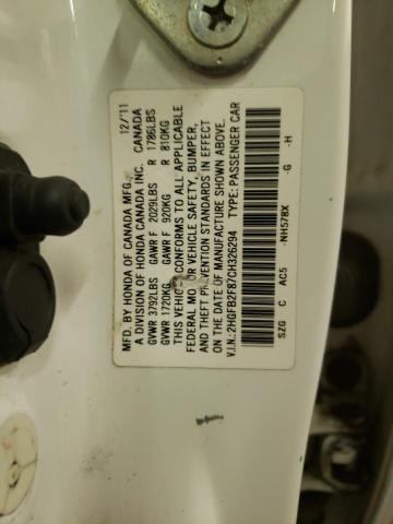 2HGFB2F87CH326294 - 2012 HONDA CIVIC EX WHITE photo 12