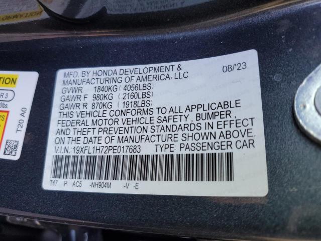 19XFL1H72PE017683 - 2023 HONDA CIVIC EXL GRAY photo 13