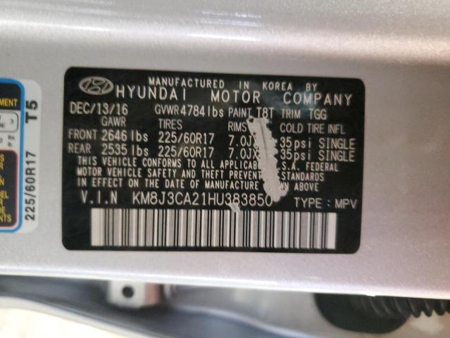 KM8J3CA21HU383850 - 2017 HYUNDAI TUCSON LIMITED SILVER photo 14