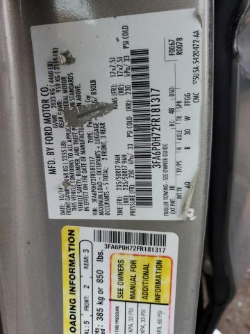 3FA6P0H72FR181317 - 2015 FORD FUSION SE TAN photo 12