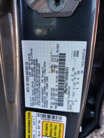 3FA6P0H77HR408441 - 2017 FORD FUSION SE CHARCOAL photo 12