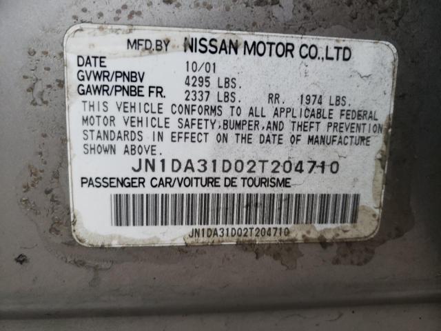 JN1DA31D02T204710 - 2002 NISSAN MAXIMA GLE GOLD photo 12