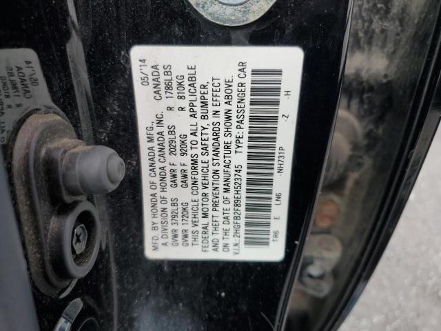 2HGFB2F89EH523745 - 2014 HONDA CIVIC EX BLACK photo 12