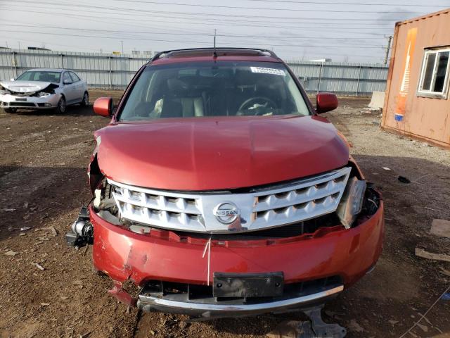 JN8AZ08WX7W646760 - 2007 NISSAN MURANO SL RED photo 5