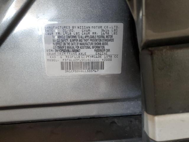 3N1CP5DV8LL505967 - 2020 NISSAN KICKS SR SILVER photo 12