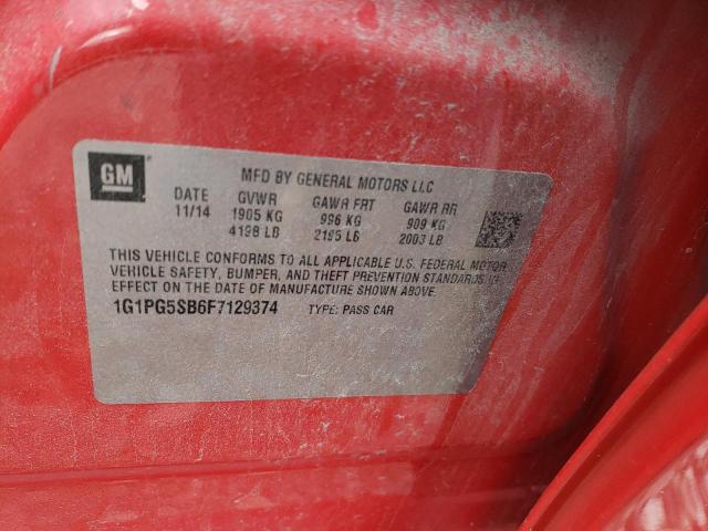 1G1PG5SB6F7129374 - 2015 CHEVROLET CRUZE LTZ RED photo 12