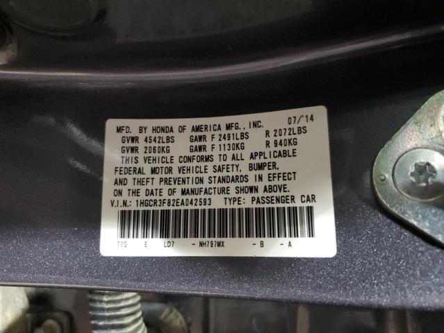 1HGCR3F82EA042593 - 2014 HONDA ACCORD EXL GRAY photo 12