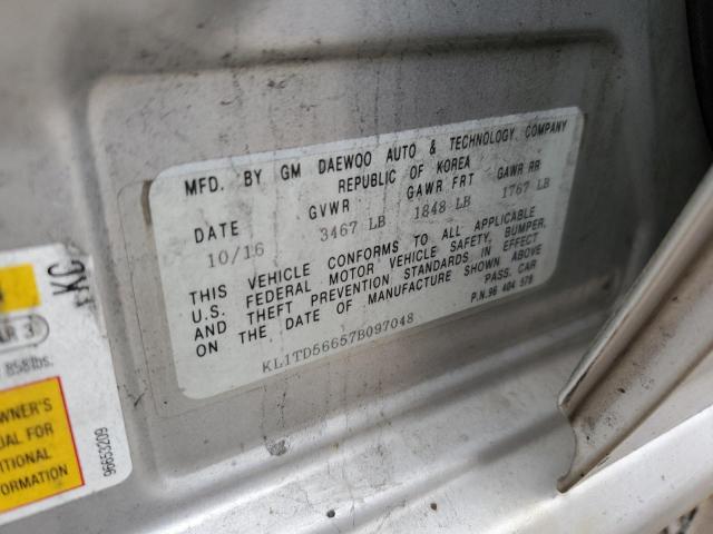 KL1TD56657B097048 - 2007 CHEVROLET AVEO BASE 银色 照片 12