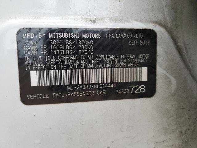 ML32A3HJXHH014444 - 2017 MITSUBISHI MIRAGE ES WHITE photo 12