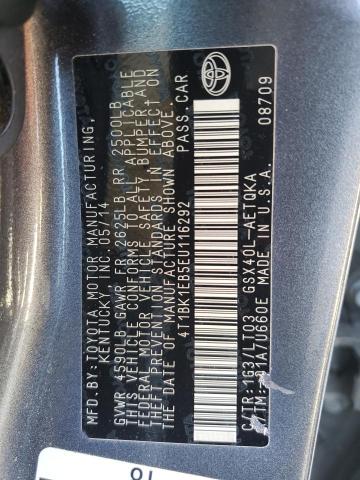 4T1BK1EB5EU116292 - 2014 TOYOTA AVALON BASE 石墨色 照片 12