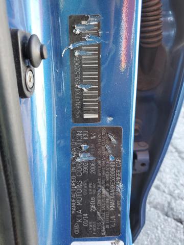 KNAFX4A8XE5200649 - 2014 KIA FORTE EX BLUE photo 12