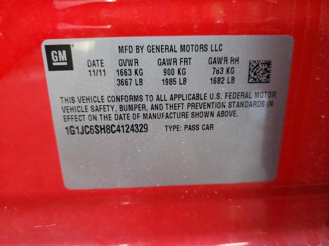 1G1JC6SH8C4124329 - 2012 CHEVROLET SONIC LT RED photo 12