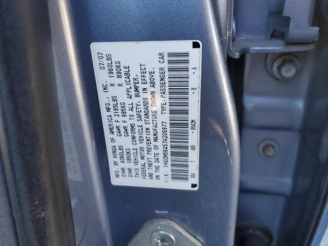 1HGCM56457A206977 - 2007 HONDA ACCORD LX BLUE photo 12