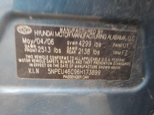 5NPEU46C96H173899 - 2006 HYUNDAI SONATA GLS BLUE photo 12