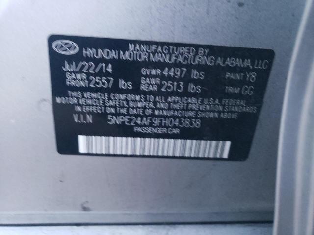 5NPE24AF9FH043838 - 2015 HYUNDAI SONATA SE SILVER photo 12