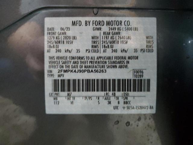 2FMPK4J90PBA56263 - 2023 FORD EDGE SEL GRAY photo 13