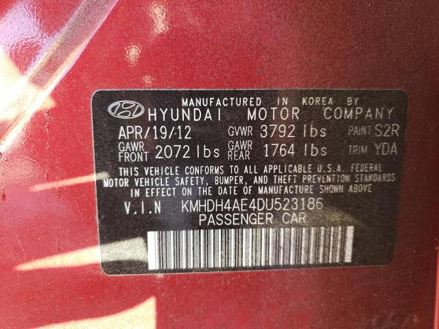 KMHDH4AE4DU523186 - 2013 HYUNDAI ELANTRA GLS RED photo 12