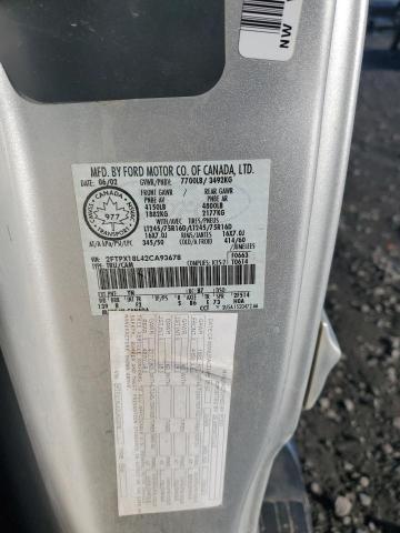 2FTPX18L42CA93678 - 2002 FORD F150 SILVER photo 12