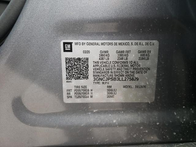 3GNCJPSB3LL275829 - 2020 CHEVROLET TRAX 1LT GRAY photo 13