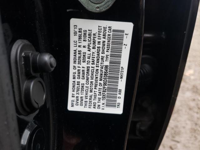 19XFB2F96DE086496 - 2013 HONDA CIVIC EXL Սև լուսանկար 12