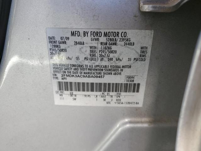 2FMDK3AC9ABA09457 - 2010 FORD EDGE SPORT SILVER photo 13