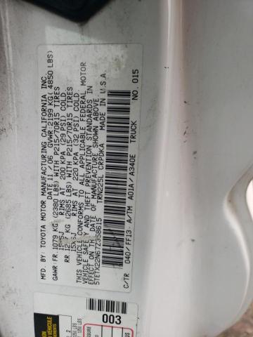 5TETX22N67Z358615 - 2007 TOYOTA TACOMA ACCESS CAB WHITE photo 12