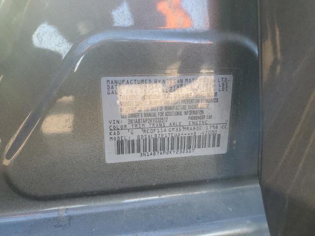 3N1AB7AP2KY232517 - 2019 NISSAN SENTRA S CHARCOAL photo 10