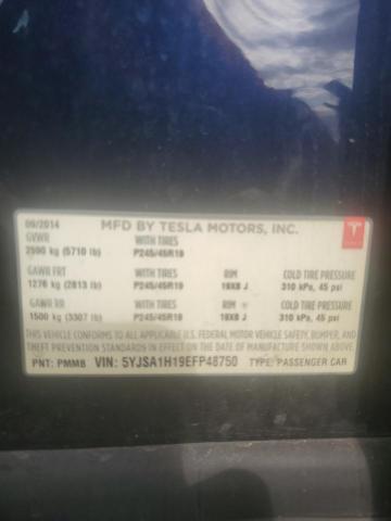 5YJSA1H19EFP48750 - 2014 TESLA MODEL S BLUE photo 12