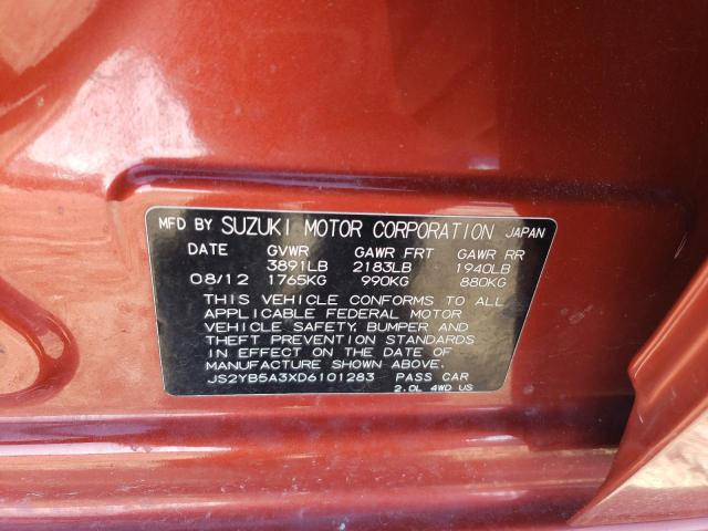 JS2YB5A3XD6101283 - 2013 SUZUKI SX4 RED photo 12